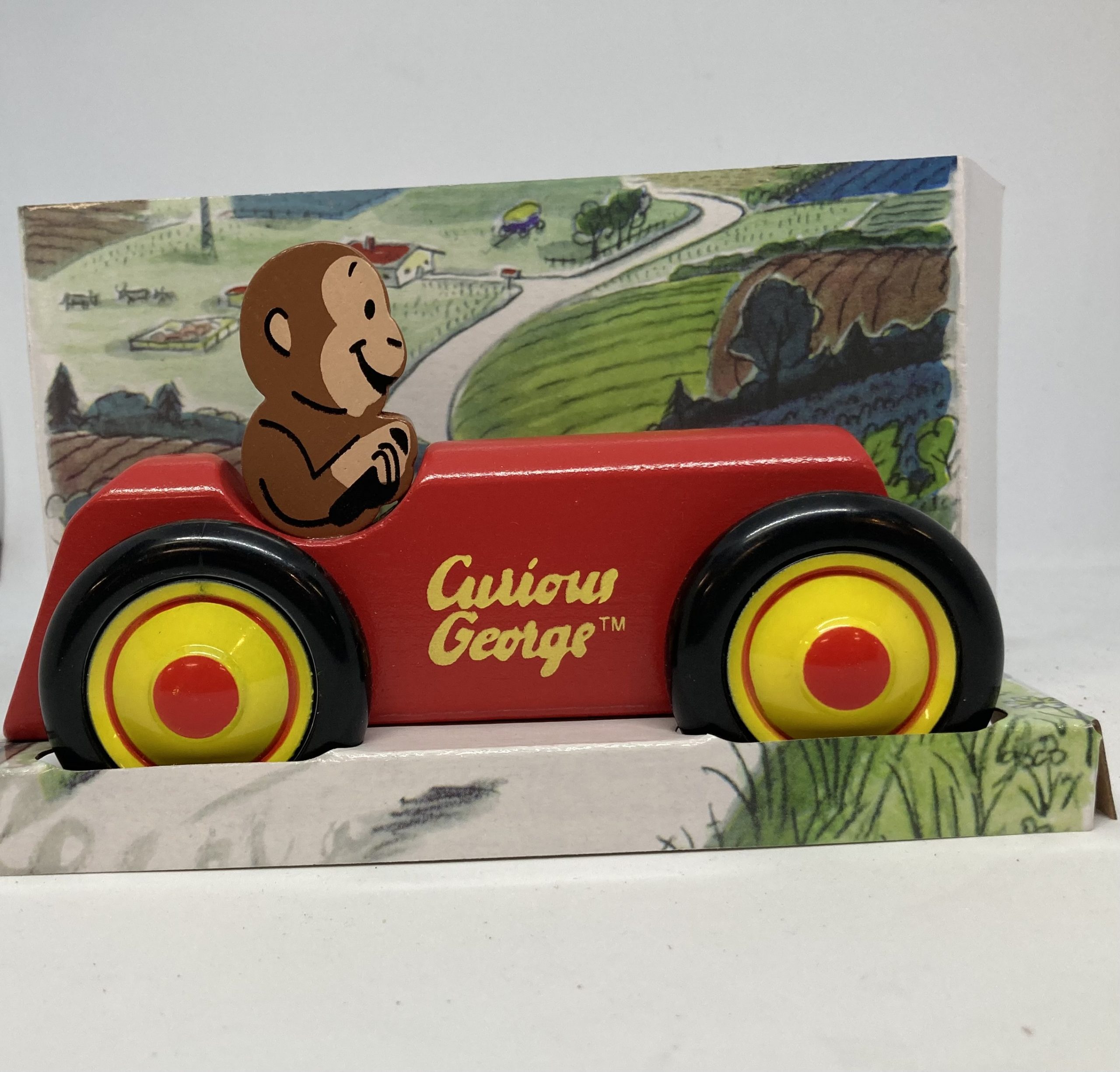 curious george wooden car