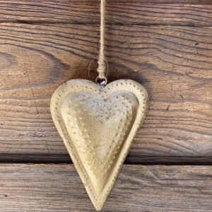 Gold Hanging Heart- Hammered