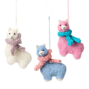 Cozy Felted Llama Ornaments