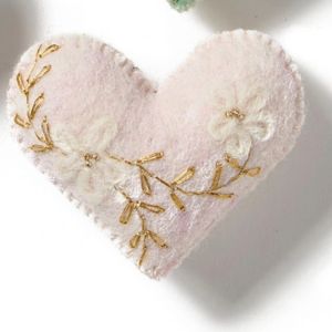 Pastel Embroidery Heart - Pink