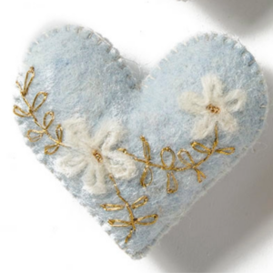 Pastel Embroidery Heart - Blue