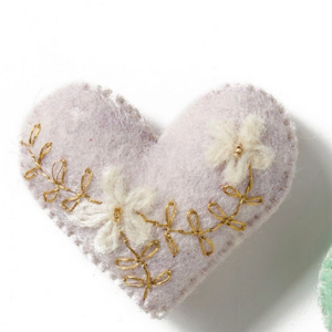 Pastel Embroidery Heart - Purple